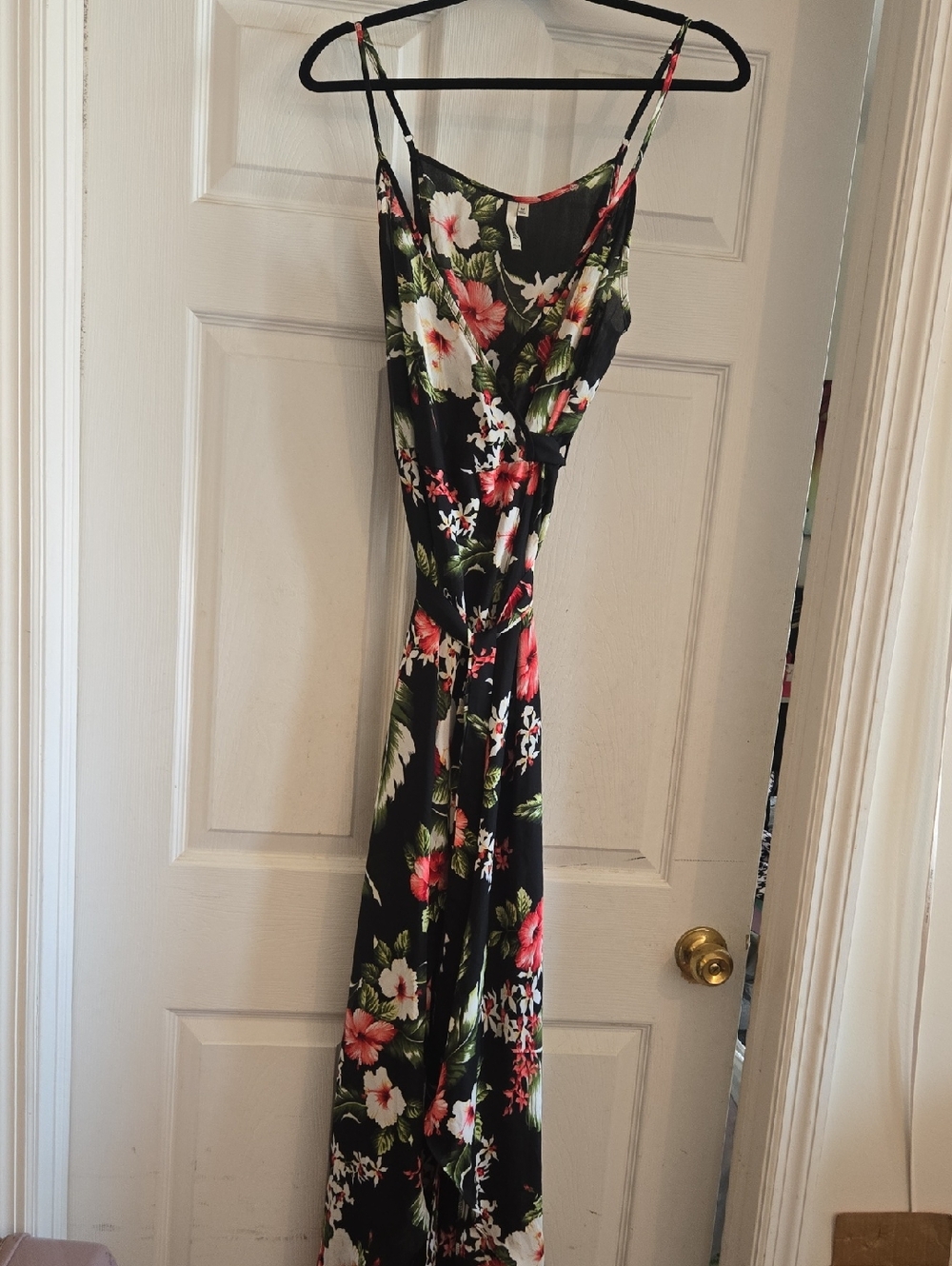 Moda Black Floral Maxi Dress with Pink & White Blooms